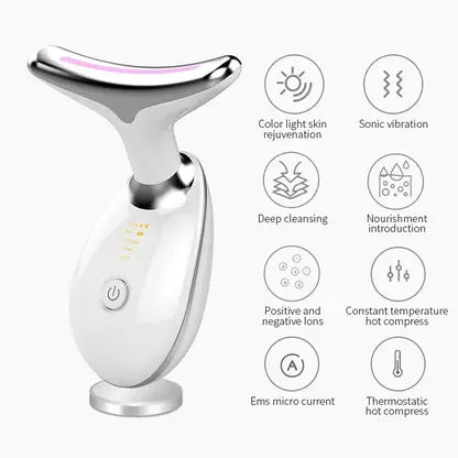 EMS Face & Neck Firming Device for Lifting & Sculpting with 3-Color LED Therapy